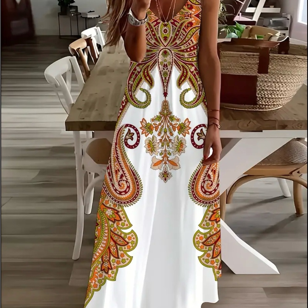 Paisley Print Maxi Dress